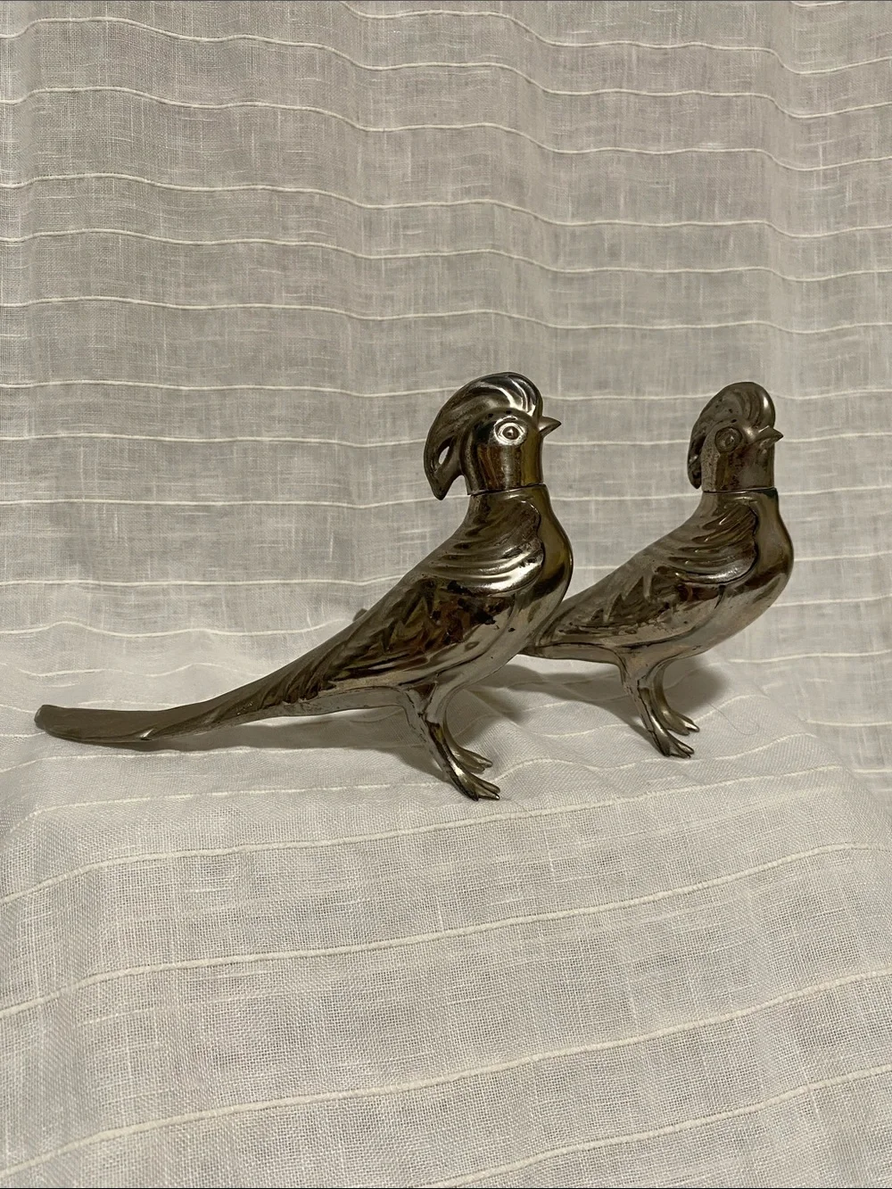 Salt n pepper shaker Silver plate pheasant- Elegant Pair